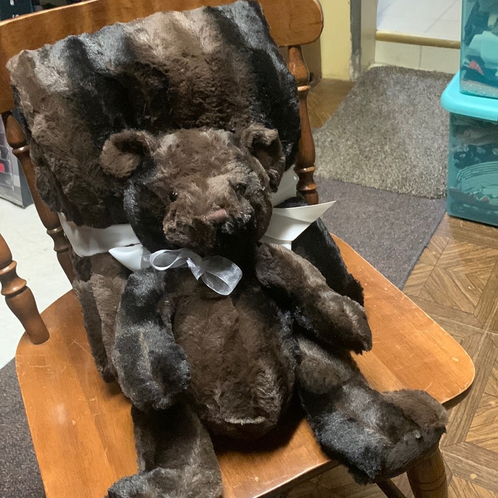 This is a faux mink set- Teddy and Throw